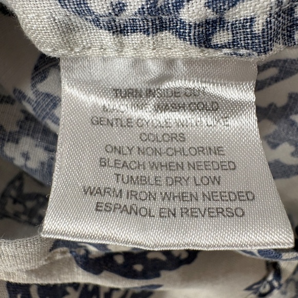 Charter Club Weekend Linen Button Down Shirt Blue Paisley Floral Medium - Picture 13 of 15